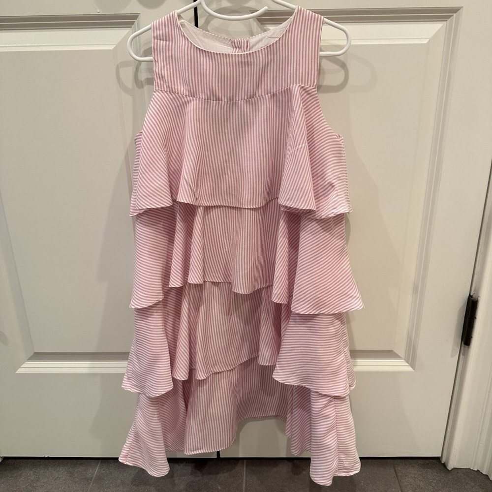 Girls Tank Striped Ruffle Tier Dress